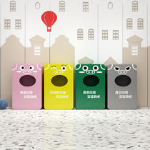 Iron cartoon trash can scenic park outdoor covered storage box childrens kindergarten creative classification fruit shell box