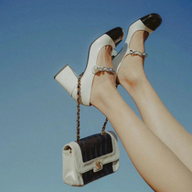 Niche French princess style retro thick heel single shoes Pearl word with round head Mary Jane shoes fairy high heels