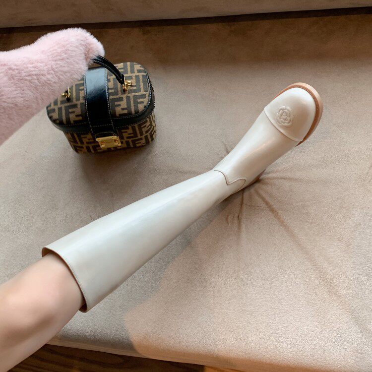 Rare Collections 2021 New Mountain Tea Flower Riding Boots Genuine Leather Flat Base Long Drum Boots Small Scent Wind High Cylinder Boots Long Boots Woman