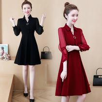 2020 Fall new womens dress big code style retro POLO collar Waist Temperament Display Slim Fat Mm Shirt Dress