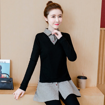 Autumn and winter womens Korean knitwear suit fat sister fashion shirt slim sweater vest two-piece set