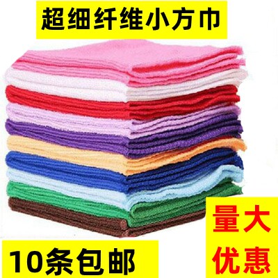 Children's solid color square towel kindergarten hand towel small color microfiber than pure cotton absorbent rag batch