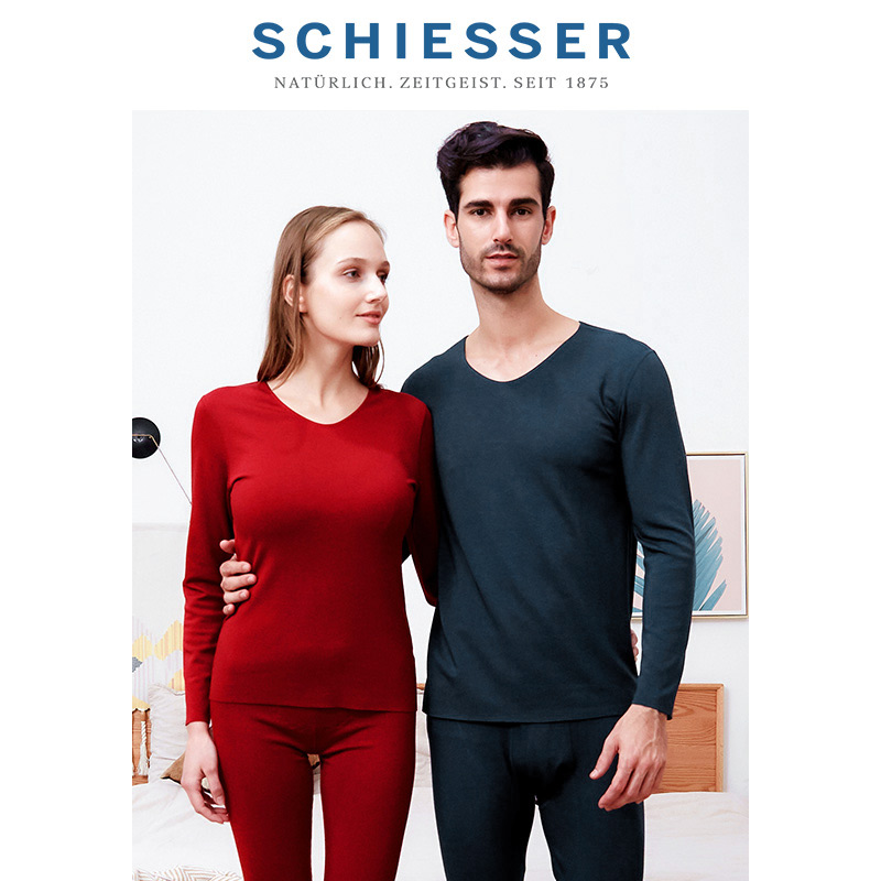 Schiesser Shuya nam và nữ các cặp vợ chồng da sveping cut-out không quét cộng với nhung mùa thu / mùa đông bộ đồ lót nhiệt