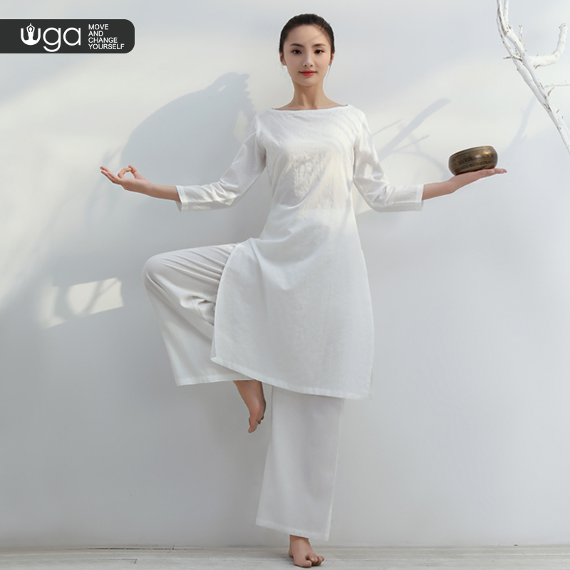 Youjia Yoga Clothing Set for Women, White Pure Cotton, Loose Fit, Indian Kundalini Master Meditation and Zen Clothing for Women