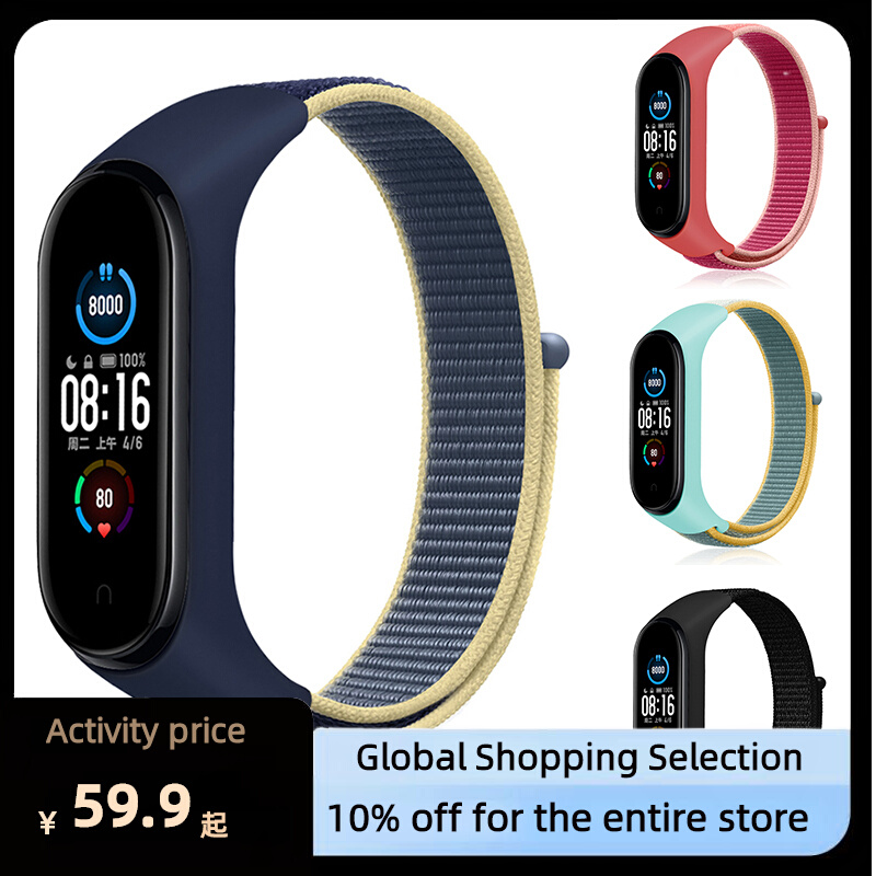 Bracelet for mi band 7 6 Strap Nylon Sport loop watch Belt p