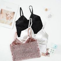 Sexy Satin Crop Tops Women Wireless Bralette Top Female Spag