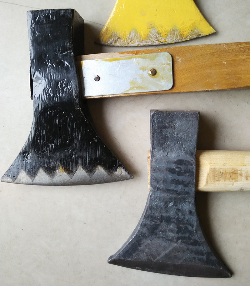 Axe woodworking lumberjack wood handle sharp cut tree axe with firewood bag iron handle axe head iron pipe axe