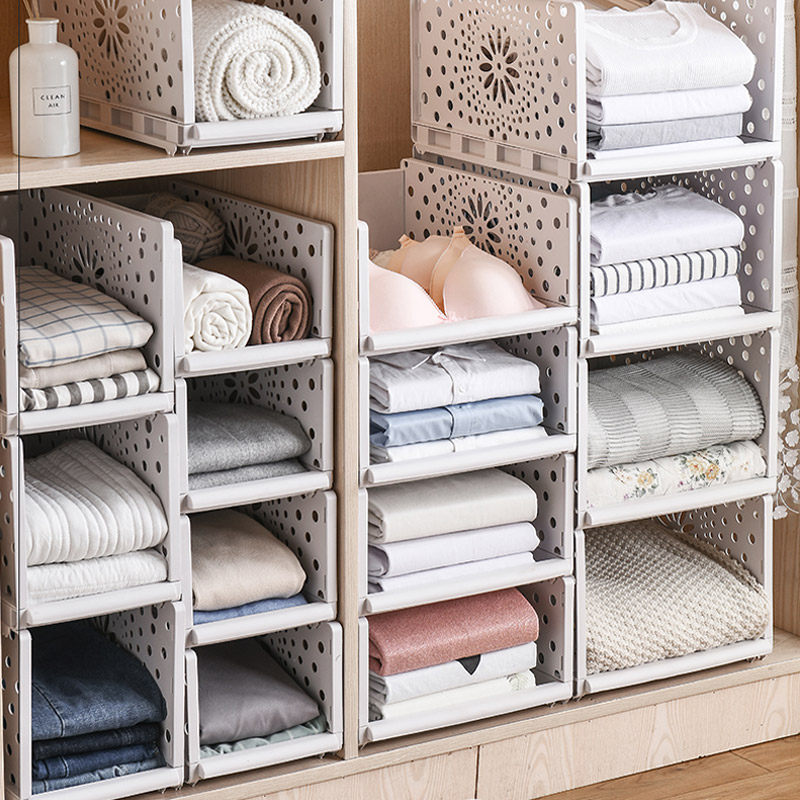 100 Dew Wardrobe containing deity Stratified Separator Pull-out Finishing Closet Clothing Shelving Dormitory Containing Boxes