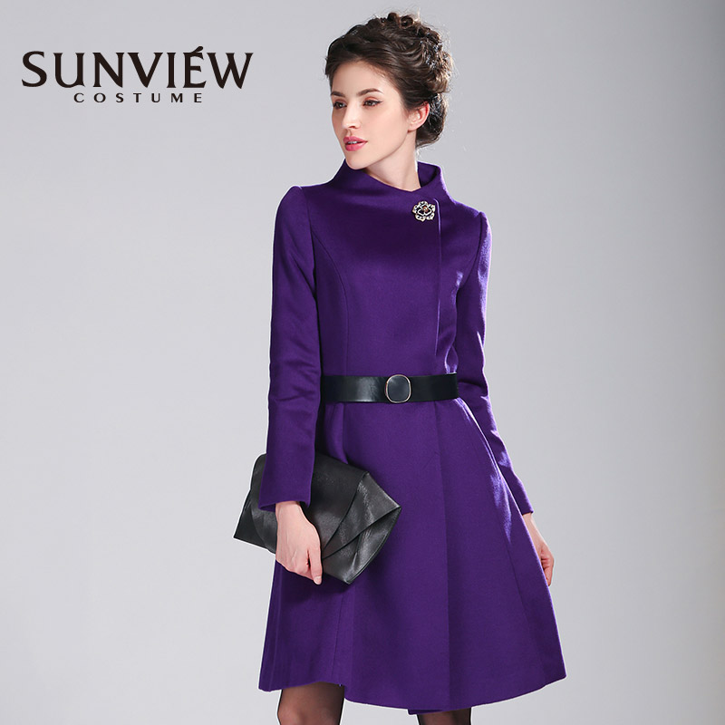 Sunview Shangyo quầy thương hiệu cao cấp của phụ nữ mùa đông len mới áo khoác mỏng