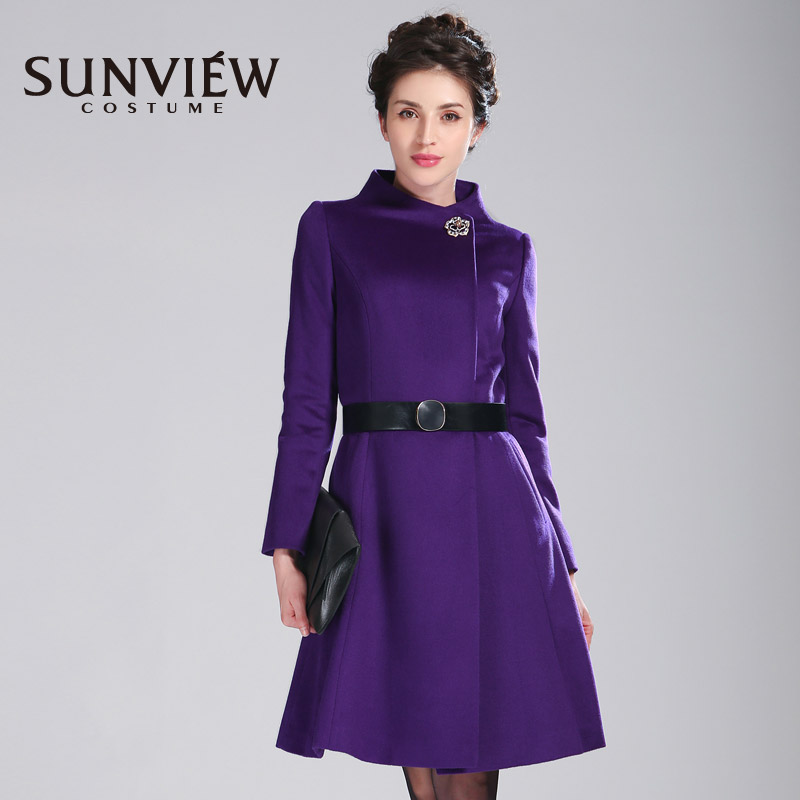 Sunview Shangyo quầy thương hiệu cao cấp của phụ nữ mùa đông len mới áo khoác mỏng