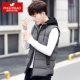 Vest nam phiên bản Hàn Quốc của xu hướng đẹp trai mùa thu đông xuống áo khoác cotton độn áo vest nam vest giản dị cỡ lớn vest nam áo ba lỗ gym