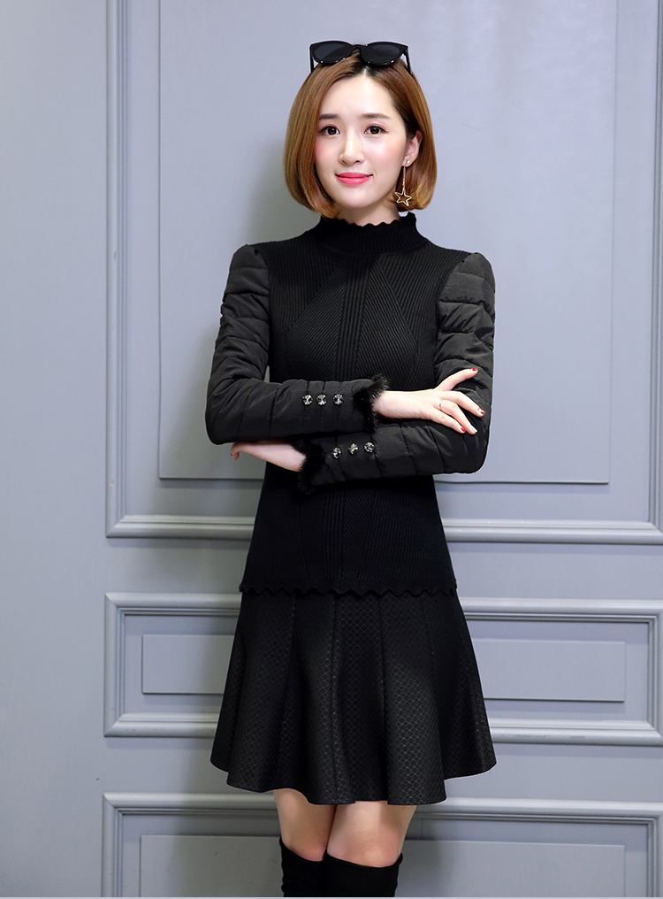 Áo thun cotton tay lửng nữ mùa đông với áo vest lông chạm đáy áo cotton tay áo len dày áo len thủy triều áo len cổ thuyền