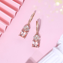 Zhongtan craftsman (color treasure trend style) pink rose watch diamond 18K Morgan Stone Diamond Gem earrings