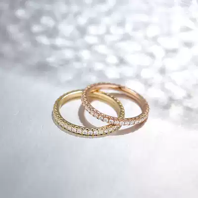Zhongtan famous watch diamond perfect 18K gold full circle diamond ring Simple model famous watch diamond row ring can be stacked