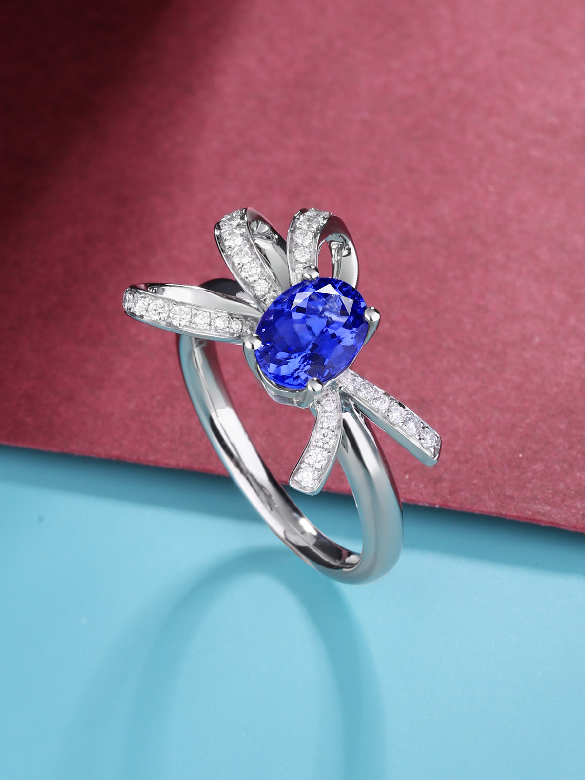 Chinese Tan craftsman language (color treasure trend style)Sweetheart American sweet and playful style Tanzanite ring ear ornament set