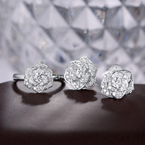 Zhongtan famous watch Diamond Rose series diamond ring 18K gold diamond pendant diamond stud earrings women set