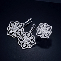 Zhongtan famous watch Diamond Garden earrings female counter diamond group full diamond 18K fashion earrings wedding proposal