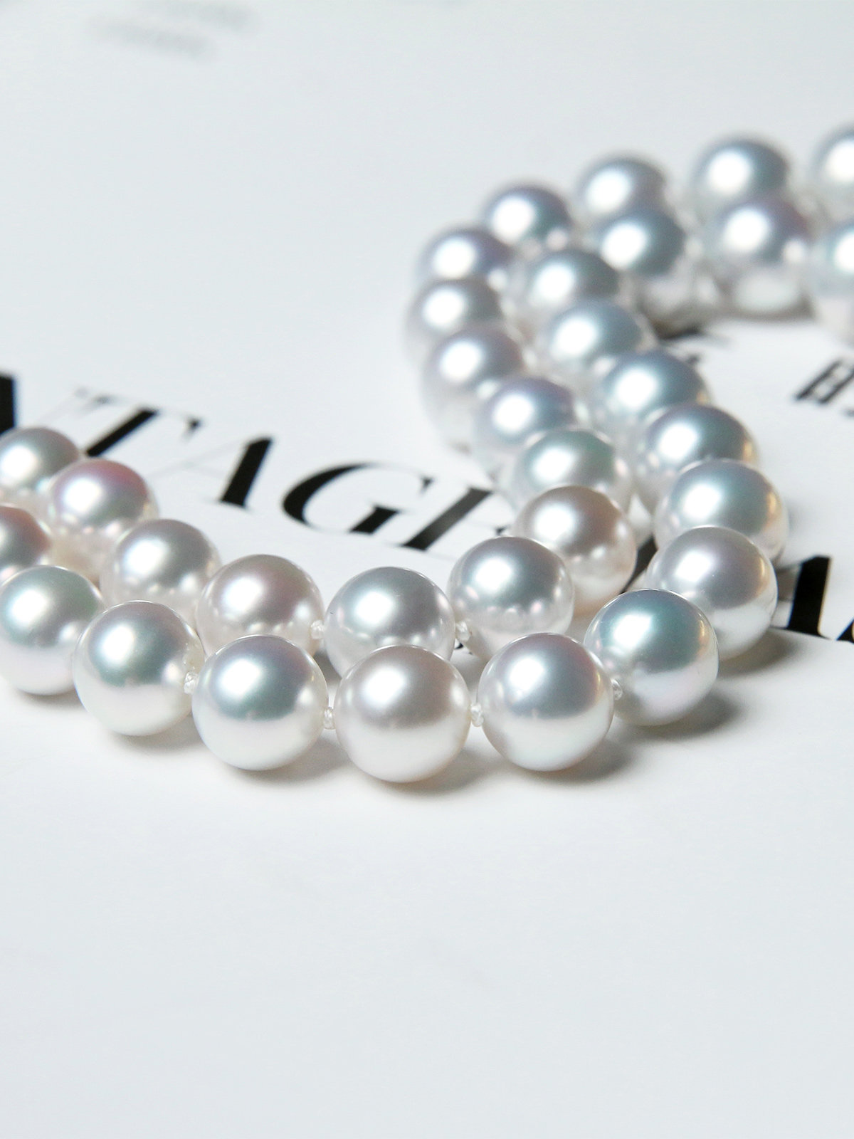 A6 Chinese Tanksmith language 8-9mm natural sea water white pearl 18K gold necklace Australia white beads