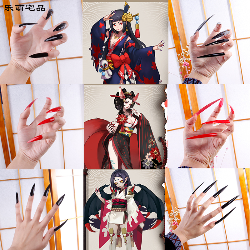 Special Offer Cosplay Universal Fox Monster Bawei Onmyoji Three-Tailed Fox Vampire Monster Red Leaf Cos Monster Nail Piece