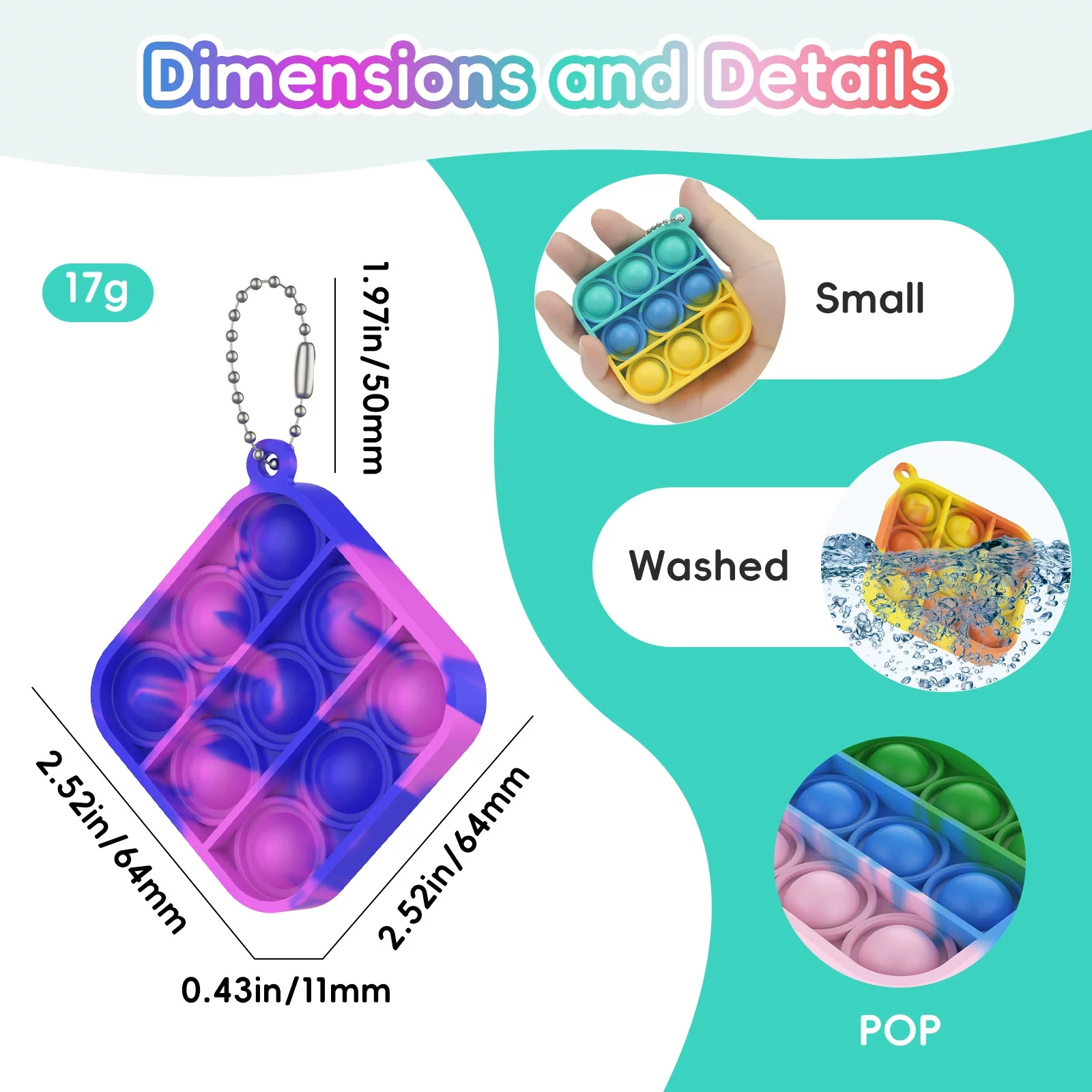 Маленькая игрушка, радужный брелок, Pop it, антистресс