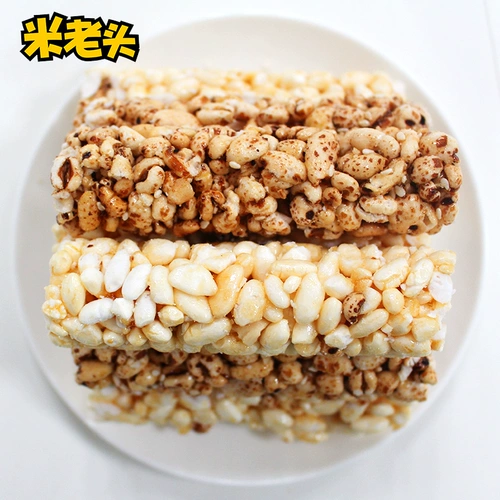 Рисовый старик зеленый рисовый палочка/пшеничная стержня 150 г арахисового арахиса ароматизированное кунжутное вкусный вкусный офис закуски с закусками рис цветочный сахар