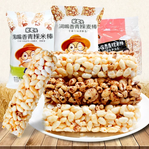 Рисовый старик зеленый рисовый палочка/пшеничная стержня 150 г арахисового арахиса ароматизированное кунжутное вкусный вкусный офис закуски с закусками рис цветочный сахар