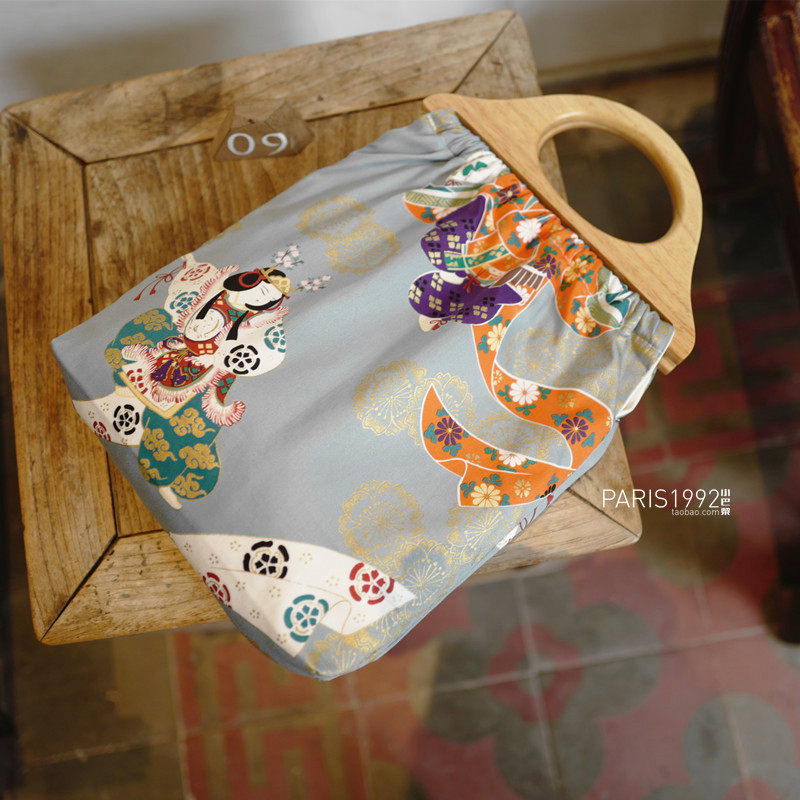 Small Paris homemade Japanese style wood handle retro and style Prostitute Carry-on Bag 100 Lady Sail Bag