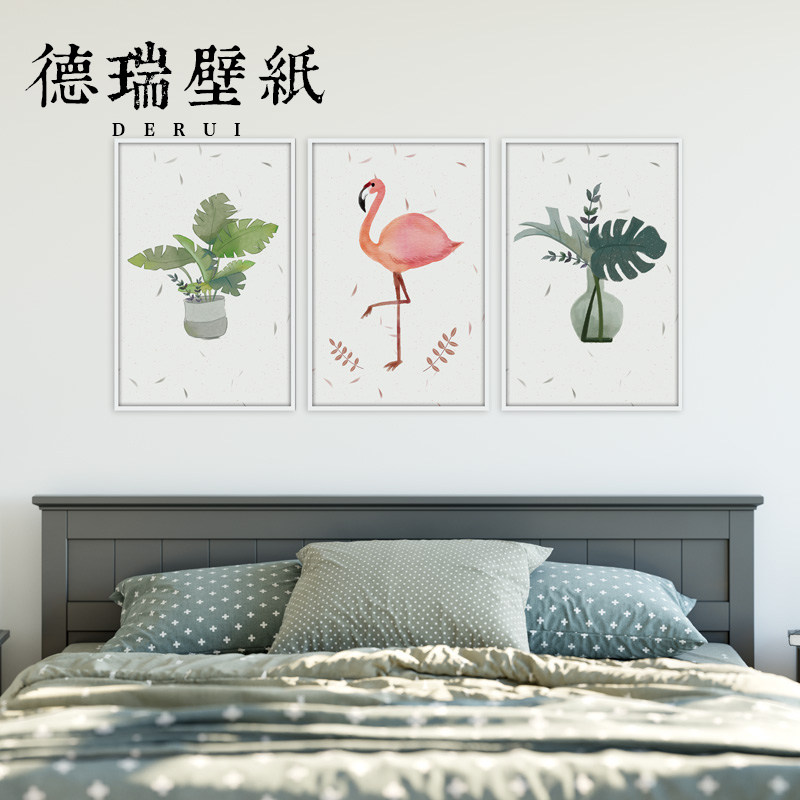 Modern simple Nordic style self-adhesive wallpaper College student bedroom dormitory bedroom living room background wall triptych sticker