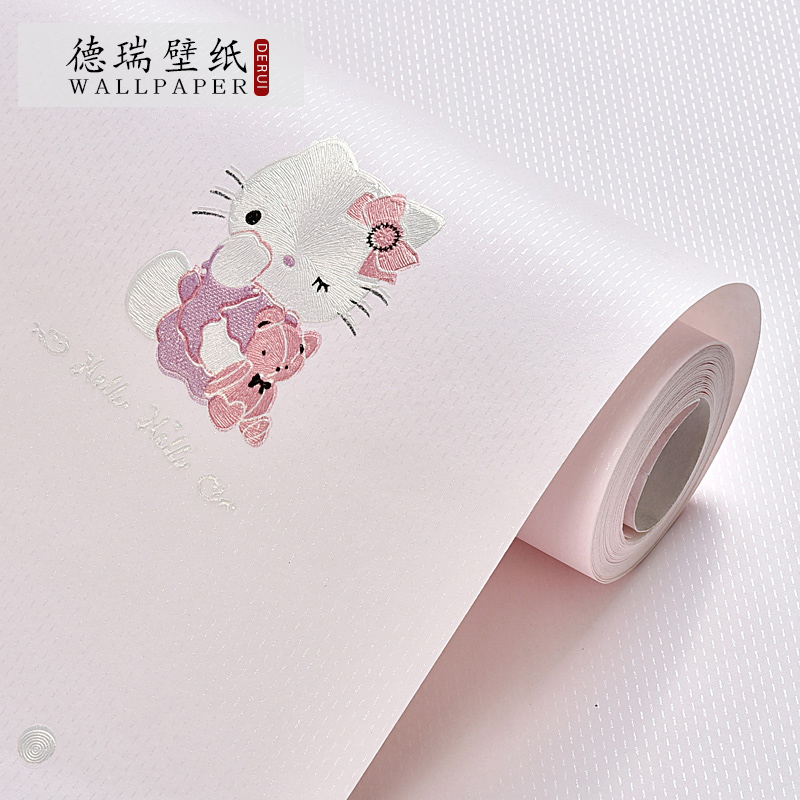 Wallpaper 3D three-dimensional warm girl bedroom wallpaper Girl heart pink cartoon children's room dormitory background wall paper