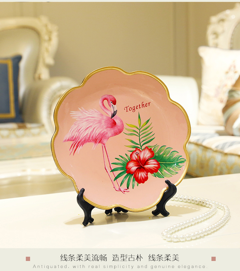 American country of flowers and birds painting ceramic decoration plate furnishing articles European household act the role ofing is tasted plate plate shelf bracket