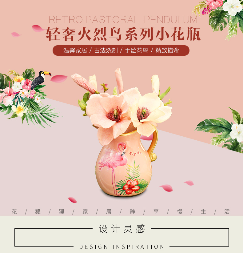 American creative ceramic table flower art furnishing articles European sitting room small and pure and fresh vase floral decoration wedding gift