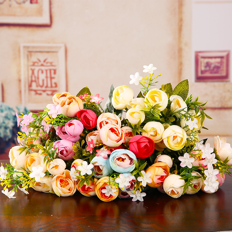 Flowers Fox Fashion Fields Garden High Emulation Flower Fake Flowers European-style Home Living Room Decoration Flower Furnishing Small Rose Suit