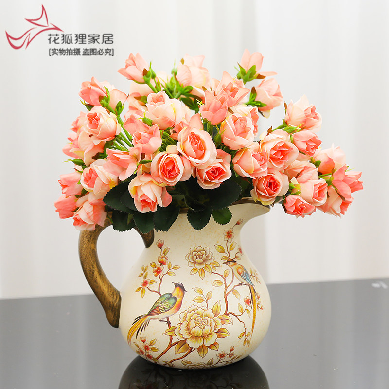 European ceramic small vase simulation flower room dining room dry flower decoration piece of the new home gift