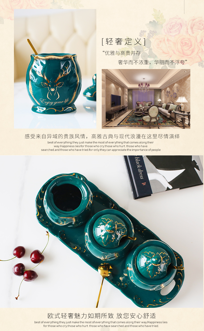 Seasoning suit European ceramics, cooking pot three - piece creative light key-2 luxury kitchen suits for Seasoning box