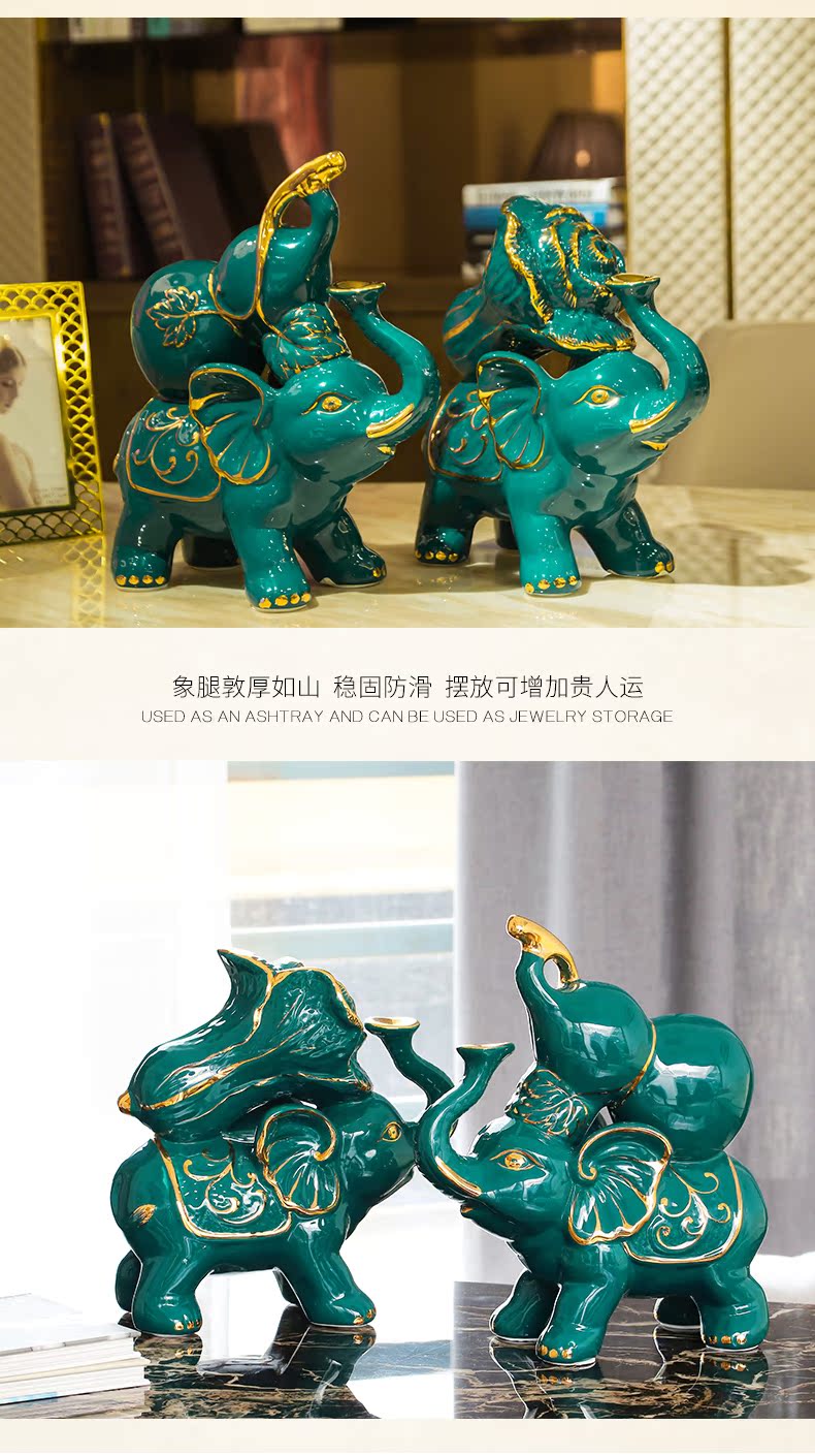 European ceramic elephant furnishing articles auspicious like town house feng shui plutus elephant porch desk light key-2 luxury decoration