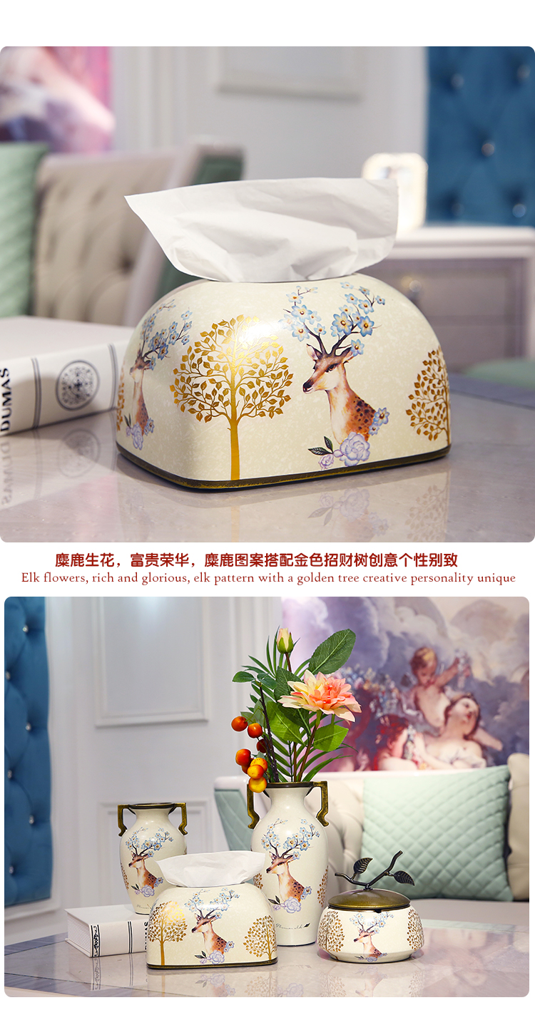 American country smoke creative ceramic carton ou rural place napkin tissue box sitting room dining - room table decoration