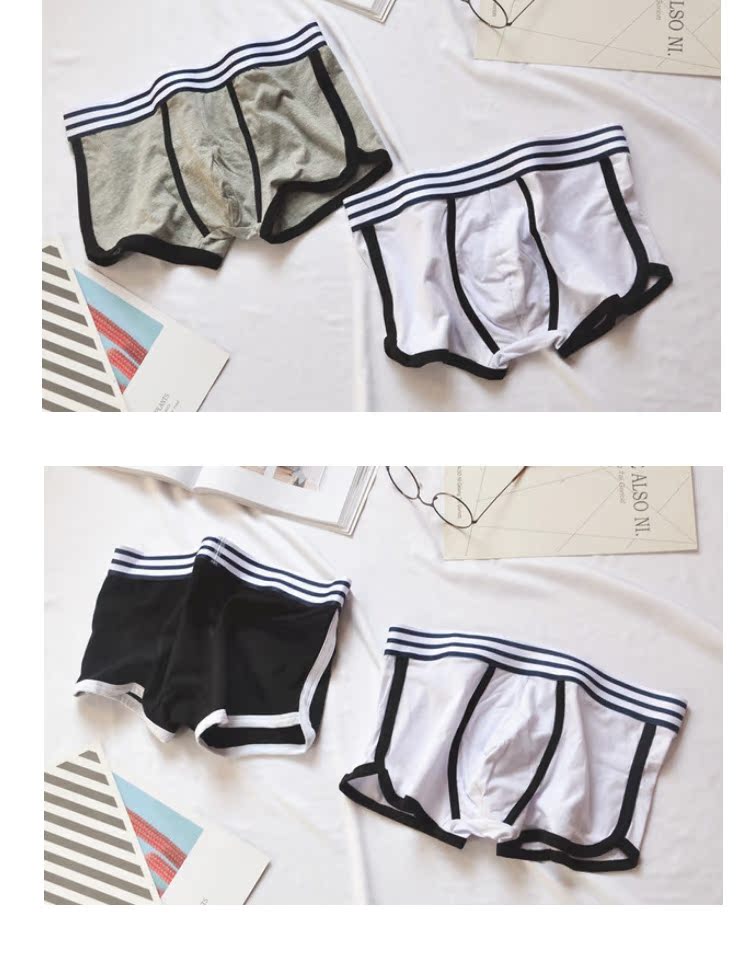 Đồ lót nam 3 tải U quần lửng cotton boxer quần trắng học sinh trẻ thể thao bốn góc quần thoáng khí 衩 thủy triều quần lót đẹp