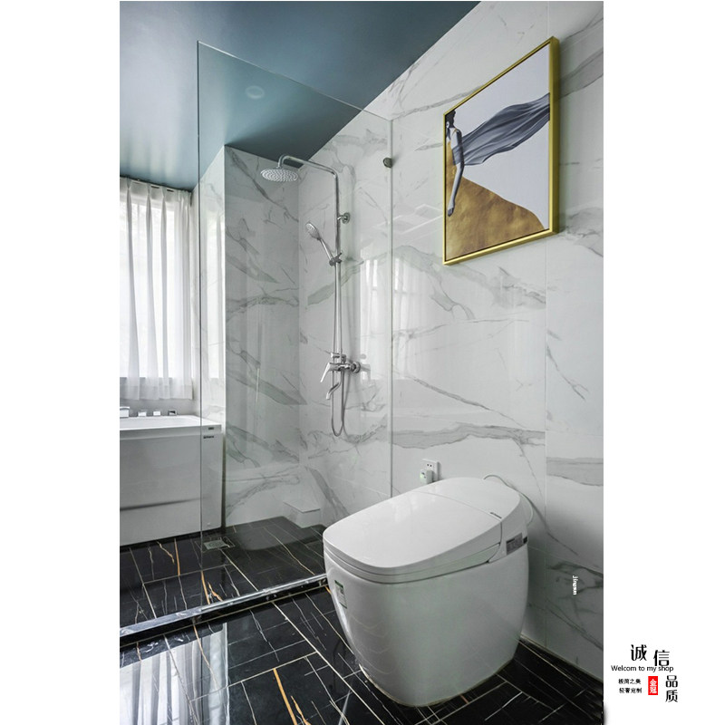 Bathroom Fixed Partition Extremely Narrow Rim Long Red Glass Screen Hotel No Rim Simple Dry Wet Partition Shower Room