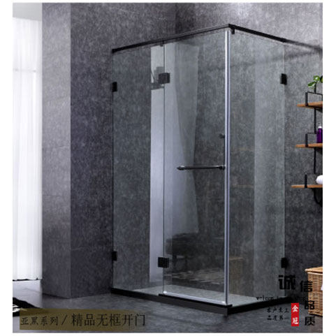 Type l frame-free shower room rectangular black bathroom partition custom tempered glass dry and wet partition bathroom