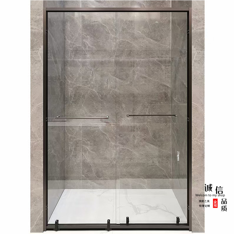 Narrow frame bathroom partition net red straight gun gray extremely narrow edging dry and wet zone light luxury golden shower room