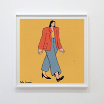 girl art retro yellow designer abstract hand-painted Pop art poster decorative painting