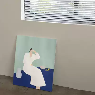 art Morandi retro pattern gentle blue line ~ Korean decorative board art poster photo props