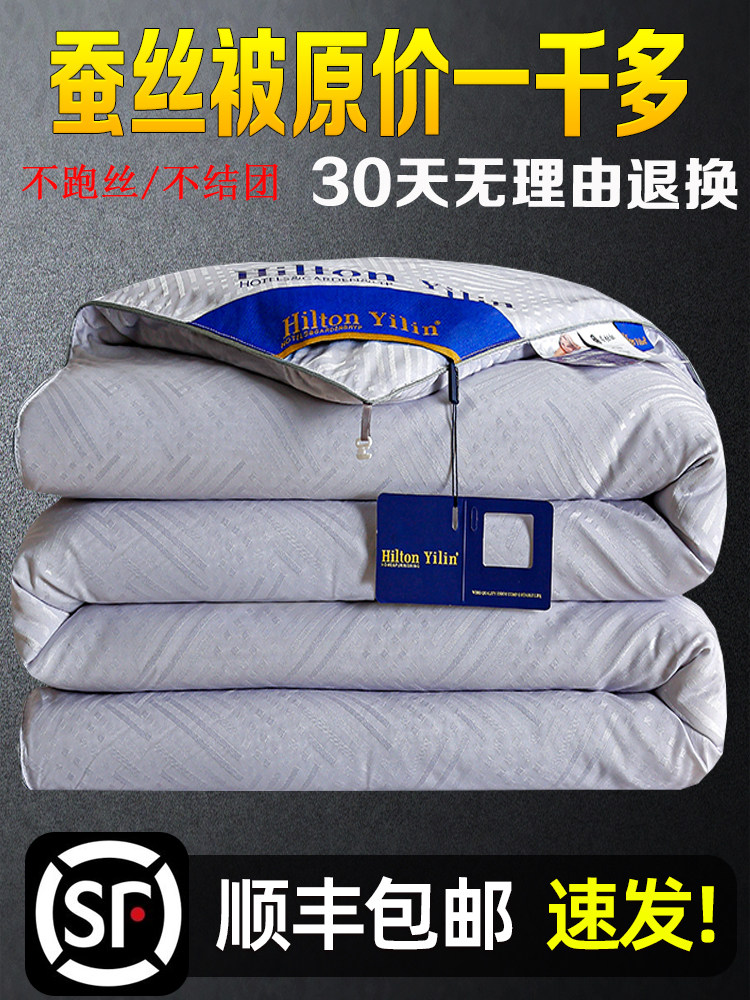 Authentic Silk Quilt 95% Mulberry Silk Spring and Autumn Quilt Air-Conditioning Quilt All-Cotton Double Student Quilt Thickened Winter Quilt