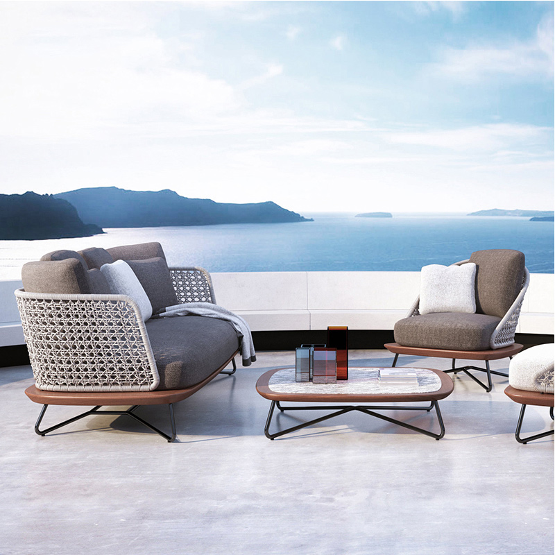 Outdoor rattan sofa solid wood single chair courtyard rattan sofa combination greenhouse balcony leisure Vine Chair