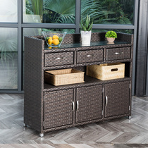 户外防水防晒柜子藤编阳台储物柜收纳柜门口鞋柜多层带门客厅柜