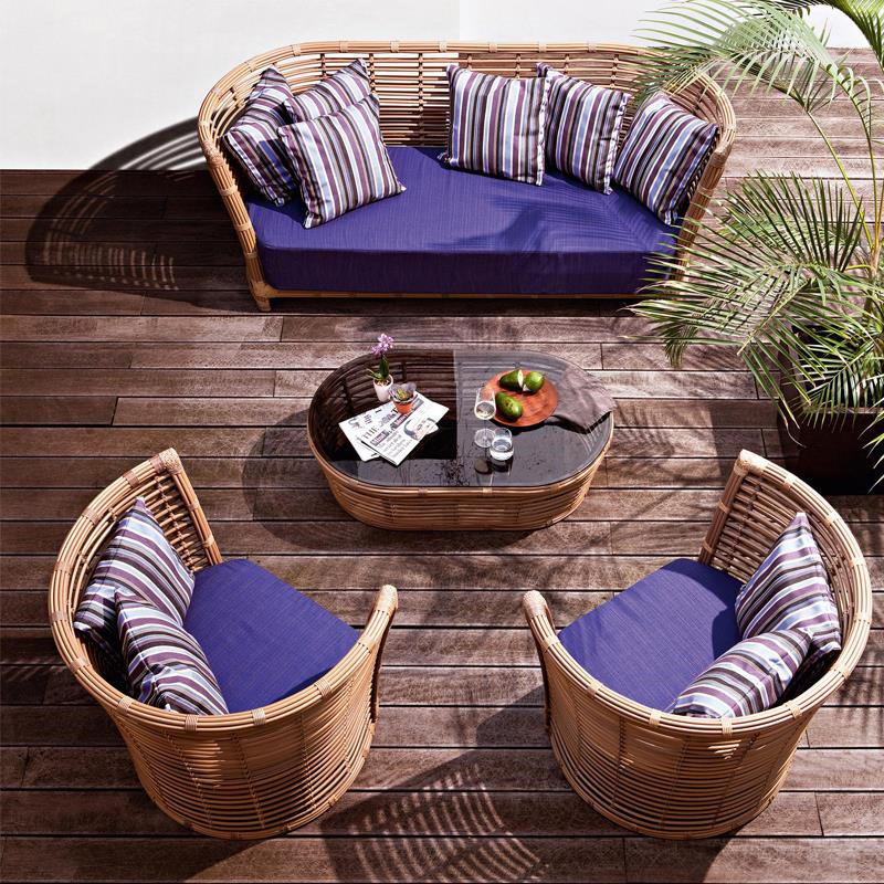 Garden Leisure outdoor outdoor waterproof anti-seal sofa rattan chair living room combination rattan Villa rattan outdoor courtyard