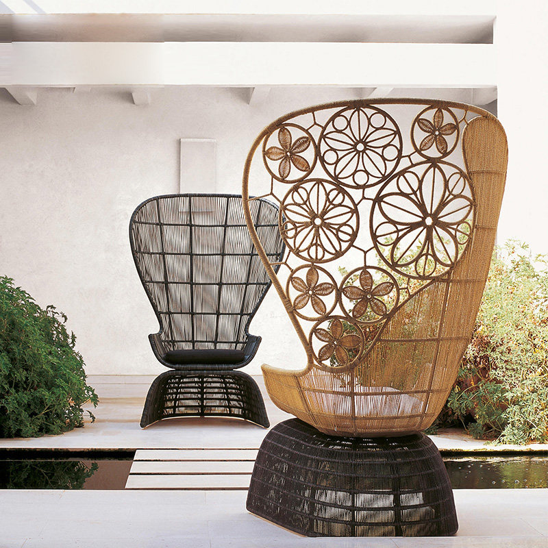 34 Outdoor Rattan Chair Casual Balcony Rattan Sofa Combined Living-room Outdoor Patio Single Leaning Back Chair Sloth choreographer