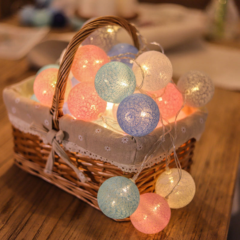 Nordic Christmas decorated cotton line vine ball backlightsBedroom room Bedroom colorful lighting romantic lighting