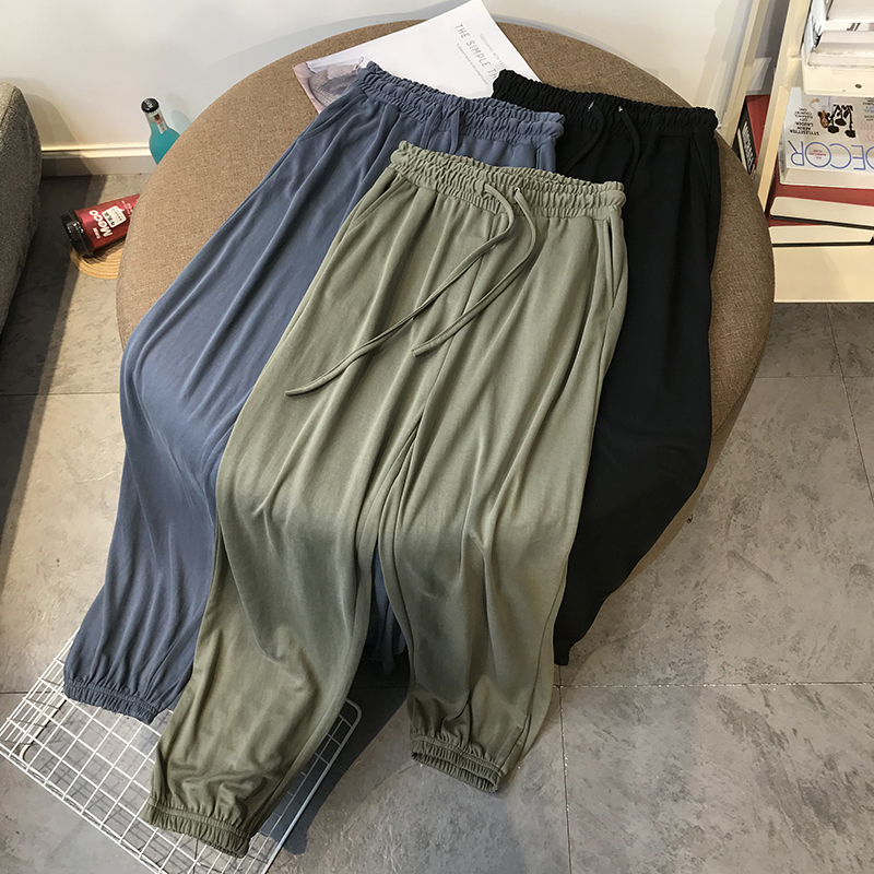 Spring and autumn season new thin hanging high-waisted Harem pants women's nine-point pants sports casual pants loose drawstring pants tide