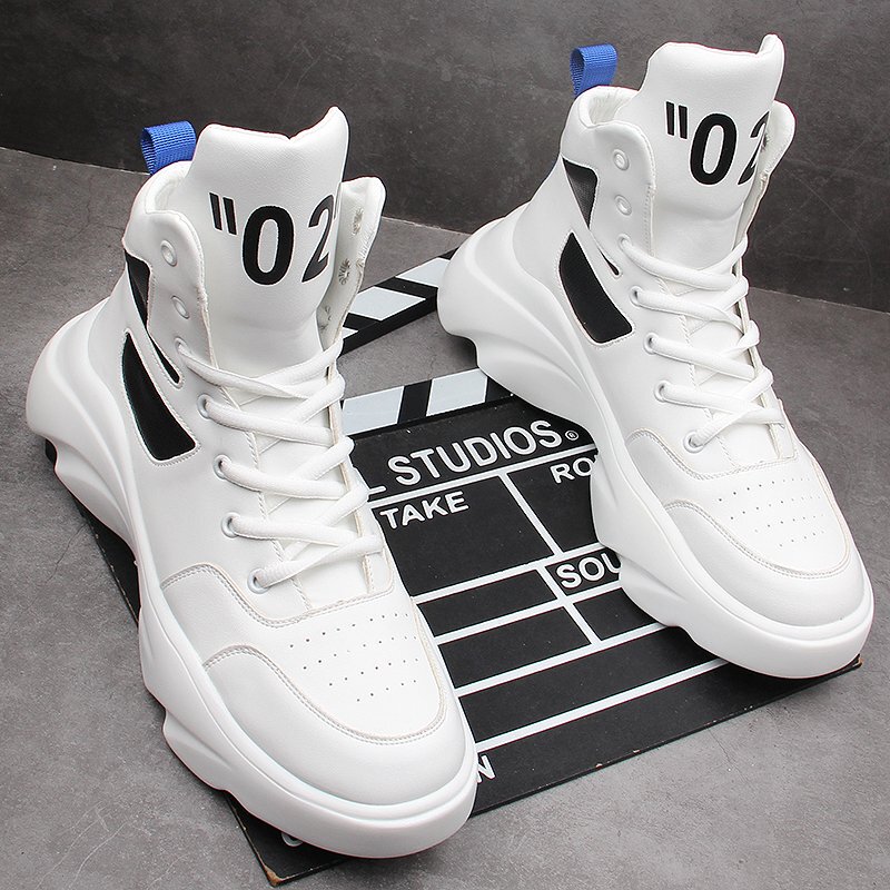 Men's Shoes 2026 New Spring Korean Style Trendy Dad Shoes Men's White High-Top Versatile Sports Casual Shoes